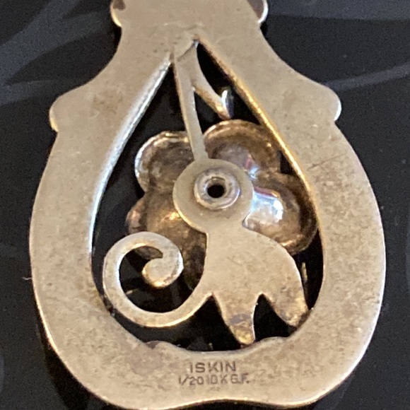 Vintage Iskin 10ktGF necklace with red stone - Picture 2 of 6